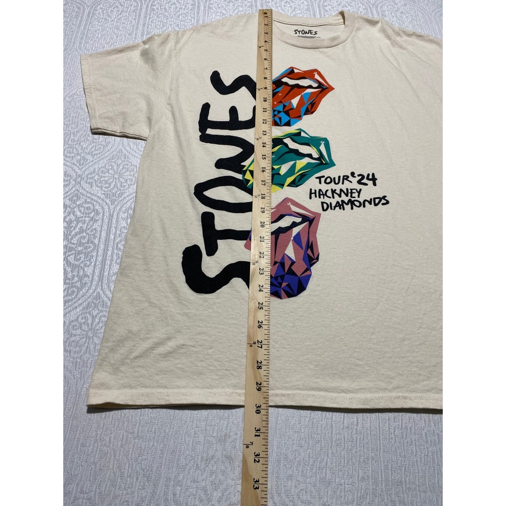 The Rolling Stones Hackney Diamonds Tour 24 Graphic T-Shirt Cream Mens XL STONES - Picture 4 of 6